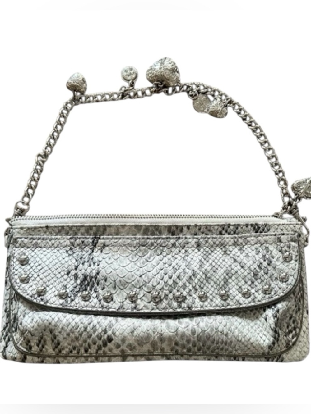 Kathy Van Zeeland Y2K Studded Snakeskin Print Shoulder Bag